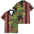 Maori Tukutuku Family Matching Mermaid Dress and Hawaiian Shirt with Ferns Pohutukawa and Kowhai Tribal Moko Patterns