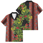 Maori Tukutuku Family Matching Puletasi and Hawaiian Shirt with Ferns Pohutukawa and Kowhai Tribal Moko Patterns