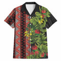 Maori Tukutuku Hawaiian Shirt with Ferns Pohutukawa and Kowhai Tribal Moko Patterns