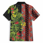 Maori Tukutuku Hawaiian Shirt with Ferns Pohutukawa and Kowhai Tribal Moko Patterns