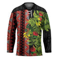 Maori Tukutuku Hockey Jersey with Ferns Pohutukawa and Kowhai Tribal Moko Patterns