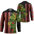 Maori Tukutuku Hockey Jersey with Ferns Pohutukawa and Kowhai Tribal Moko Patterns