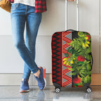 Maori Tukutuku Luggage Cover with Ferns Pohutukawa and Kowhai Tribal Moko Patterns