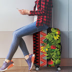 Maori Tukutuku Luggage Cover with Ferns Pohutukawa and Kowhai Tribal Moko Patterns