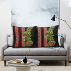 Maori Tukutuku Pillow Cover with Ferns Pohutukawa and Kowhai Tribal Moko Patterns