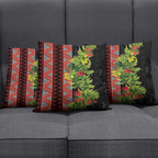 Maori Tukutuku Pillow Cover with Ferns Pohutukawa and Kowhai Tribal Moko Patterns
