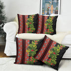 Maori Tukutuku Pillow Cover with Ferns Pohutukawa and Kowhai Tribal Moko Patterns