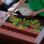 Maori Tukutuku Puzzle with Ferns Pohutukawa and Kowhai Tribal Moko Patterns