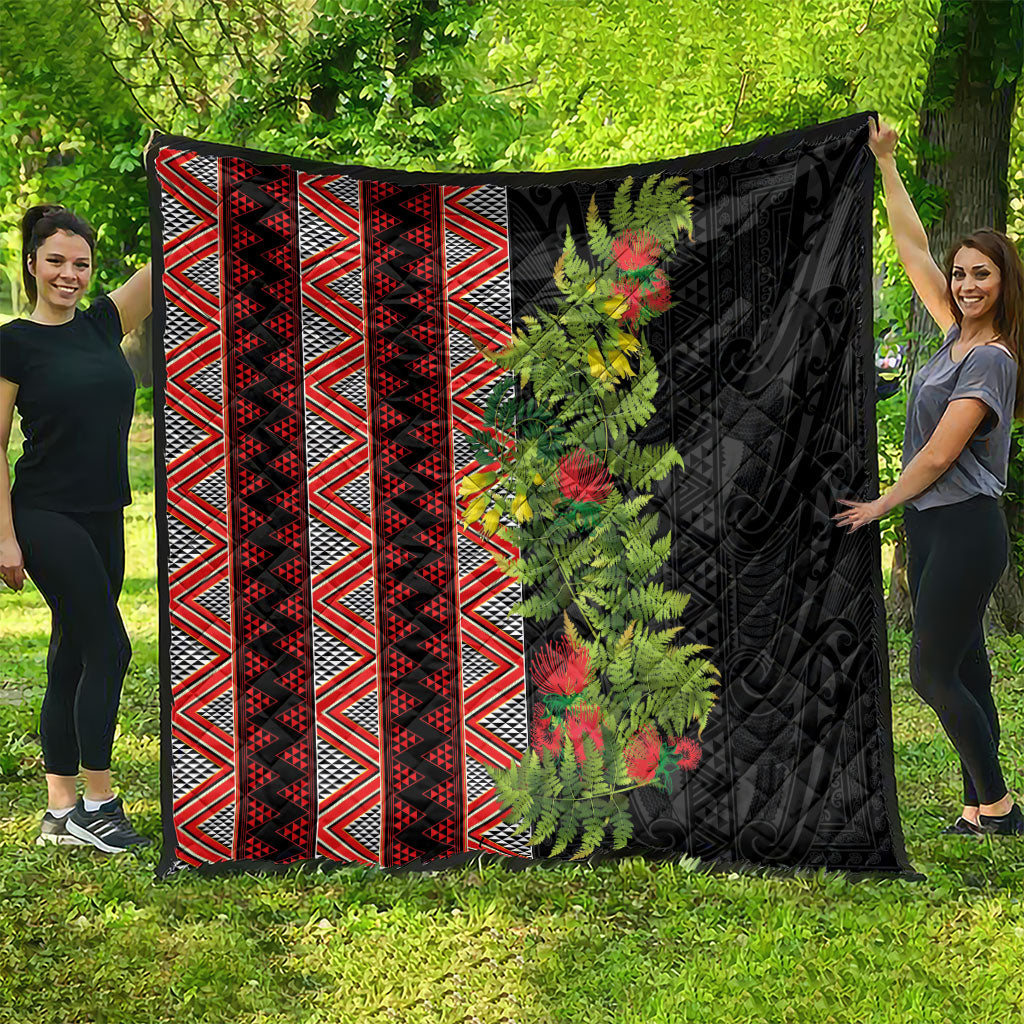 Maori Tukutuku Quilt with Ferns Pohutukawa and Kowhai Tribal Moko Patterns
