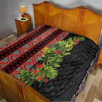 Maori Tukutuku Quilt with Ferns Pohutukawa and Kowhai Tribal Moko Patterns