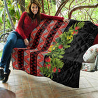 Maori Tukutuku Quilt with Ferns Pohutukawa and Kowhai Tribal Moko Patterns