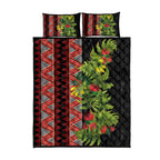 Maori Tukutuku Quilt Bed Set with Ferns Pohutukawa and Kowhai Tribal Moko Patterns