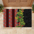 Maori Tukutuku Rubber Doormat with Ferns Pohutukawa and Kowhai Tribal Moko Patterns