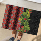 Maori Tukutuku Rubber Doormat with Ferns Pohutukawa and Kowhai Tribal Moko Patterns