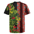 Maori Tukutuku Rugby Jersey with Ferns Pohutukawa and Kowhai Tribal Moko Patterns
