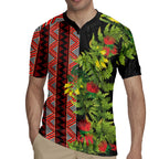 Maori Tukutuku Rugby Jersey with Ferns Pohutukawa and Kowhai Tribal Moko Patterns