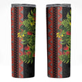Maori Tukutuku Skinny Tumbler with Ferns Pohutukawa and Kowhai Tribal Moko Patterns