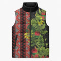 Maori Tukutuku Sleeveless Puffer Jacket with Ferns Pohutukawa and Kowhai Tribal Moko Patterns