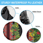 Maori Tukutuku Spare Tire Cover with Ferns Pohutukawa and Kowhai Tribal Moko Patterns