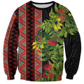 Maori Tukutuku Sweatshirt with Ferns Pohutukawa and Kowhai Tribal Moko Patterns