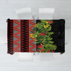 Maori Tukutuku Tablecloth with Ferns Pohutukawa and Kowhai Tribal Moko Patterns