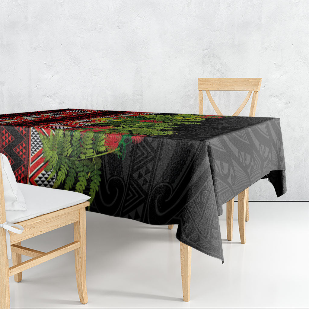 Maori Tukutuku Tablecloth with Ferns Pohutukawa and Kowhai Tribal Moko Patterns