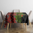 Maori Tukutuku Tablecloth with Ferns Pohutukawa and Kowhai Tribal Moko Patterns