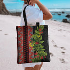 Maori Tukutuku Tote Bag with Ferns Pohutukawa and Kowhai Tribal Moko Patterns