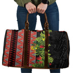 Maori Tukutuku Travel Bag with Ferns Pohutukawa and Kowhai Tribal Moko Patterns