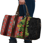 Maori Tukutuku Travel Bag with Ferns Pohutukawa and Kowhai Tribal Moko Patterns