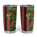 Maori Tukutuku Tumbler Cup with Ferns Pohutukawa and Kowhai Tribal Moko Patterns