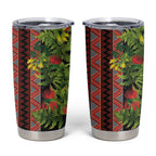 Maori Tukutuku Tumbler Cup with Ferns Pohutukawa and Kowhai Tribal Moko Patterns