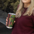 Maori Tukutuku Tumbler Cup with Ferns Pohutukawa and Kowhai Tribal Moko Patterns