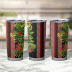 Maori Tukutuku Tumbler Cup with Ferns Pohutukawa and Kowhai Tribal Moko Patterns