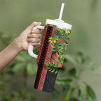 Maori Tukutuku Tumbler With Handle with Ferns Pohutukawa and Kowhai Tribal Moko Patterns