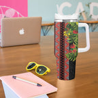 Maori Tukutuku Tumbler With Handle with Ferns Pohutukawa and Kowhai Tribal Moko Patterns
