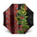 Maori Tukutuku Umbrella with Ferns Pohutukawa and Kowhai Tribal Moko Patterns
