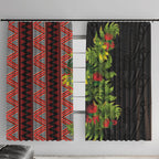 Maori Tukutuku Window Curtain with Ferns Pohutukawa and Kowhai Tribal Moko Patterns
