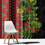Maori Tukutuku Window Curtain with Ferns Pohutukawa and Kowhai Tribal Moko Patterns