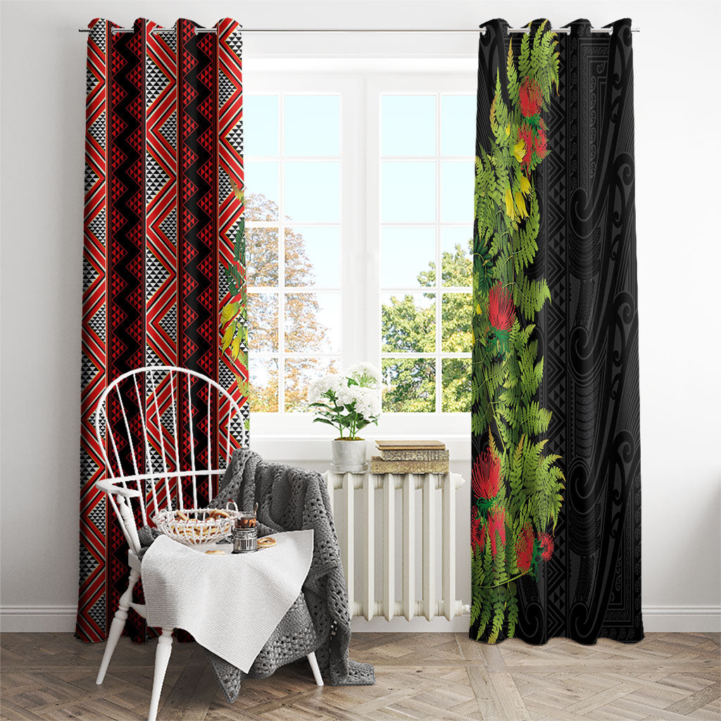 Maori Tukutuku Window Curtain with Ferns Pohutukawa and Kowhai Tribal Moko Patterns