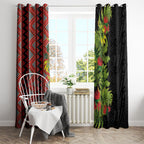 Maori Tukutuku Window Curtain with Ferns Pohutukawa and Kowhai Tribal Moko Patterns