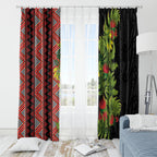 Maori Tukutuku Window Curtain with Ferns Pohutukawa and Kowhai Tribal Moko Patterns