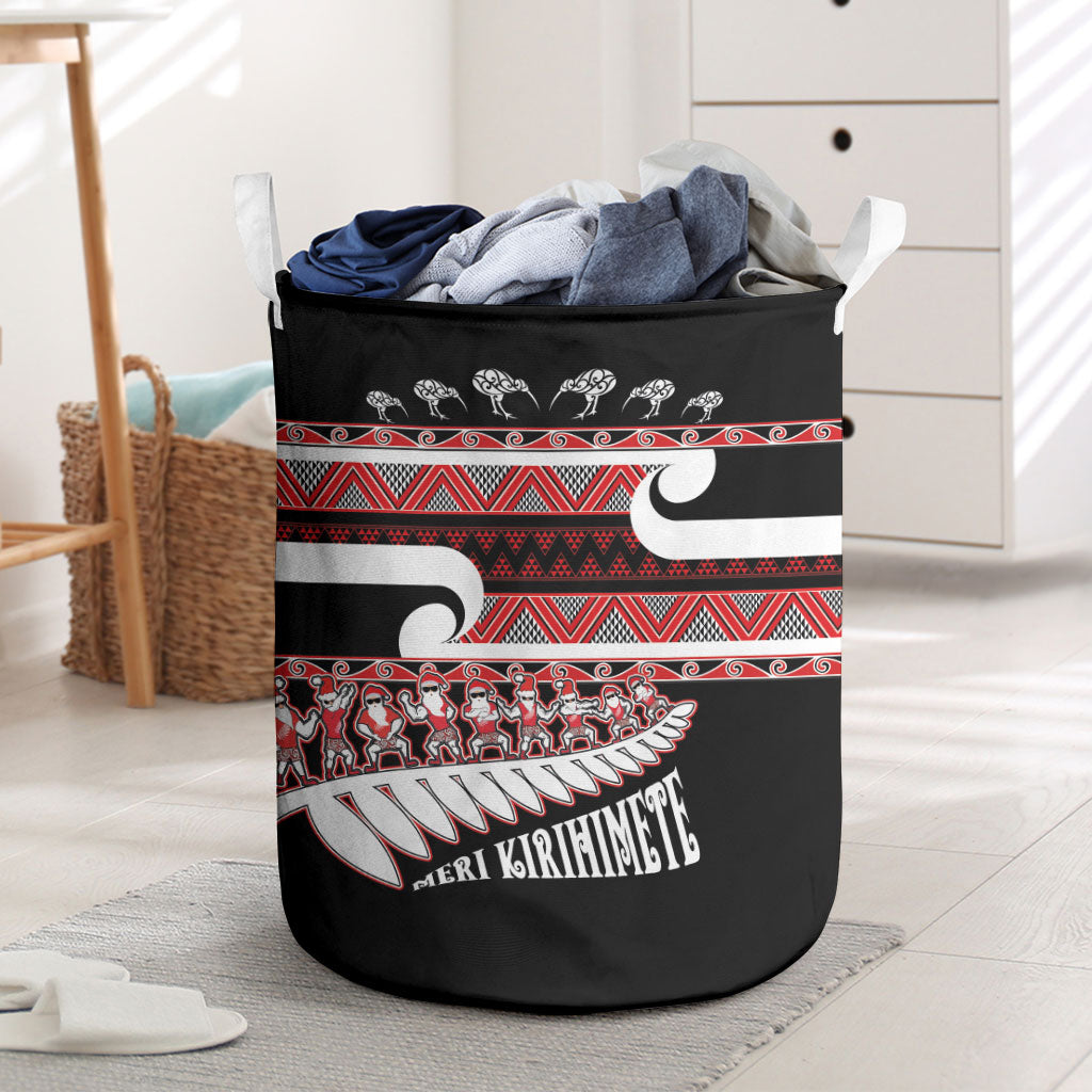 New Zealand Christmas Laundry Basket Funny Santa Claus Haka Dance with Tukutuku