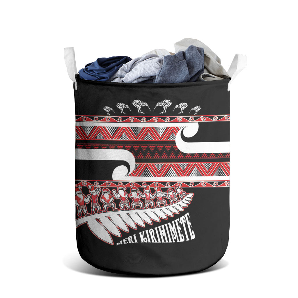 New Zealand Christmas Laundry Basket Funny Santa Claus Haka Dance with Tukutuku