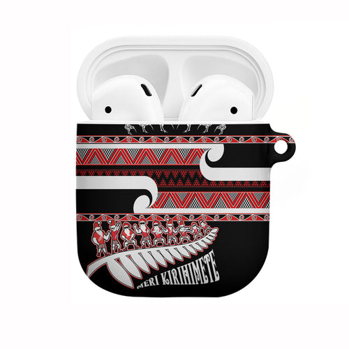 New Zealand Christmas AirPods Case Funny Santa Claus Haka Dance with Tukutuku