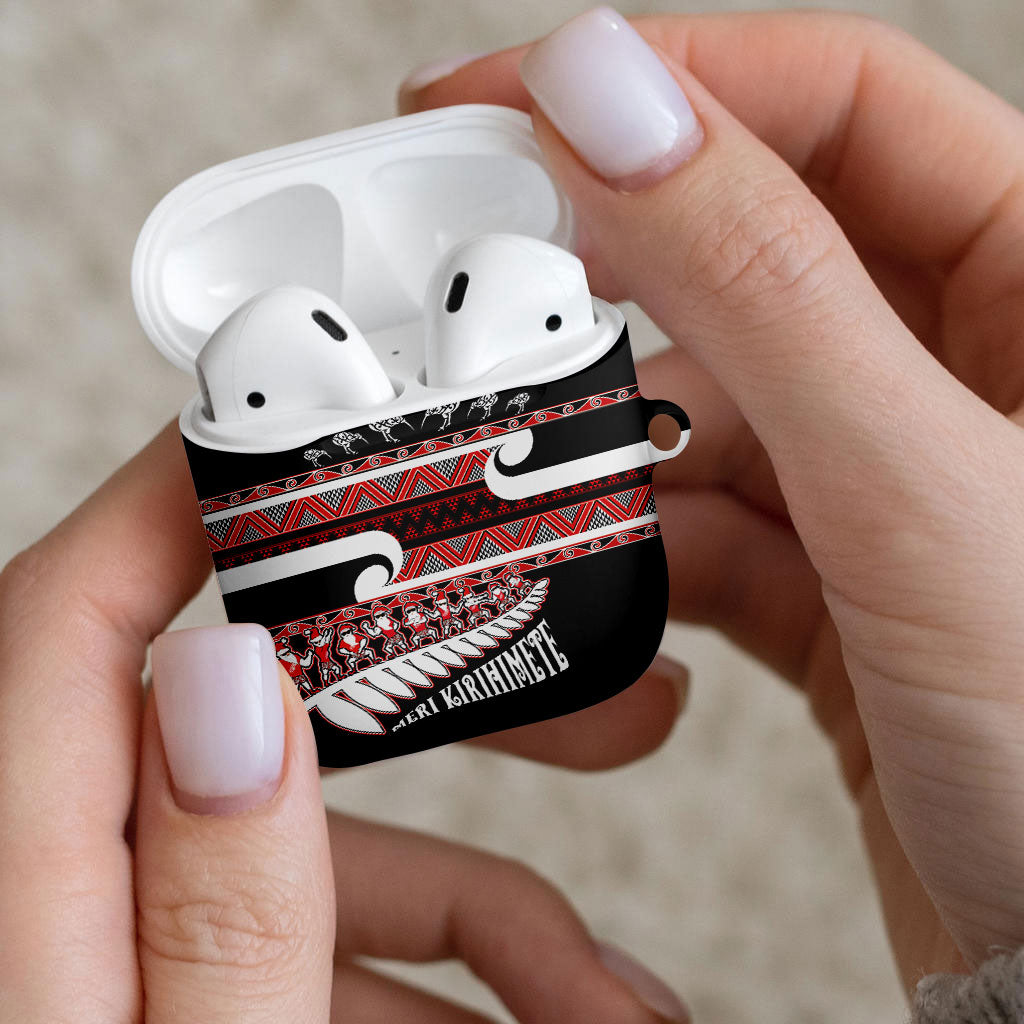 New Zealand Christmas AirPods Case Funny Santa Claus Haka Dance with Tukutuku