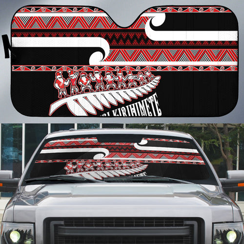New Zealand Christmas Auto Sun Shade Funny Santa Claus Haka Dance with Tukutuku