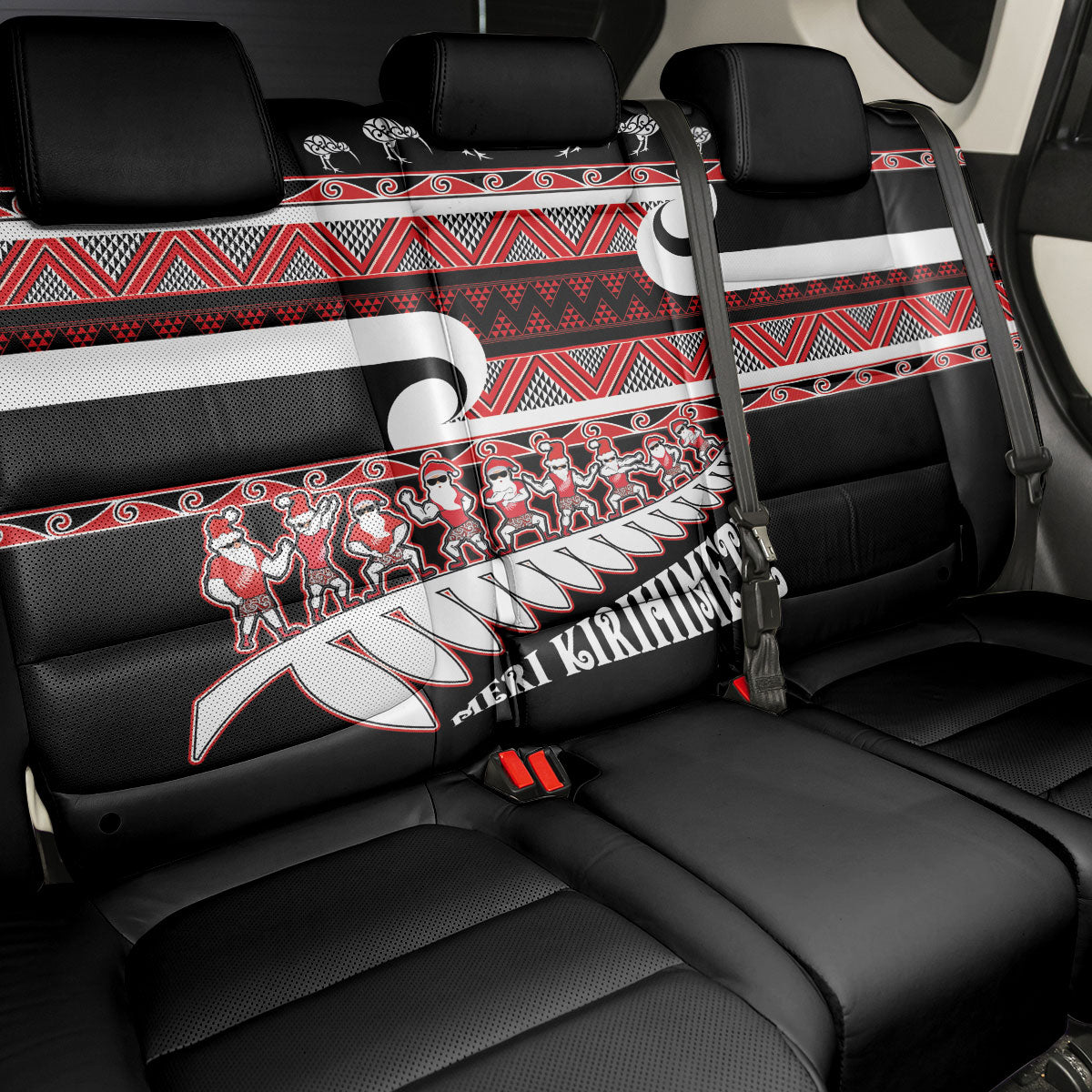 New Zealand Christmas Back Car Seat Cover Funny Santa Claus Haka Dance with Tukutuku