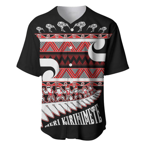 New Zealand Christmas Baseball Jersey Funny Santa Claus Haka Dance with Tukutuku