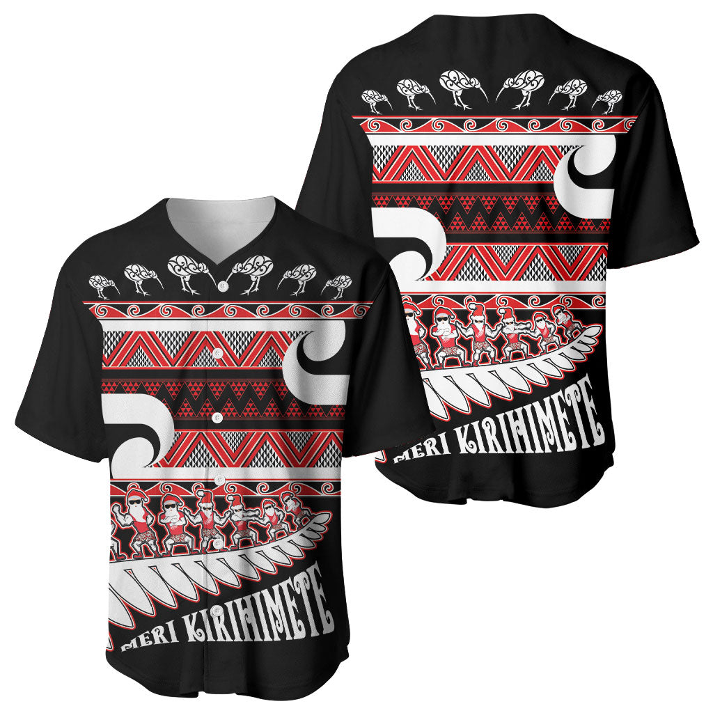 New Zealand Christmas Baseball Jersey Funny Santa Claus Haka Dance with Tukutuku